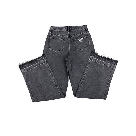 White Fox Boutique - I Don't Need You Mid Rise Wide Leg Jeans in Black Acid Wash - Picture 4 of 5